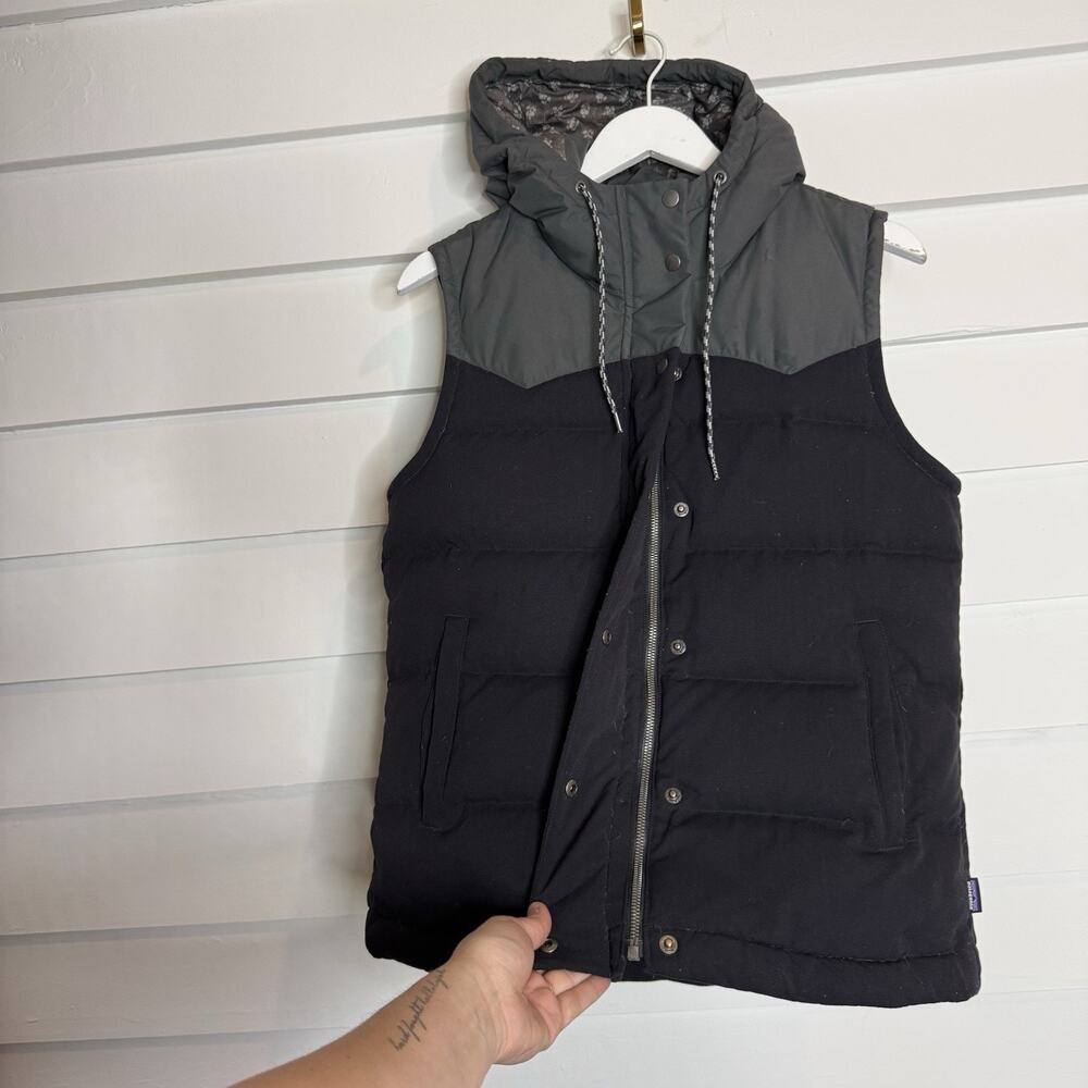 Patagonia BIVY Hooded Vest Down Filled Women's Jacket Black Gray Medium - Picture 4 of 9